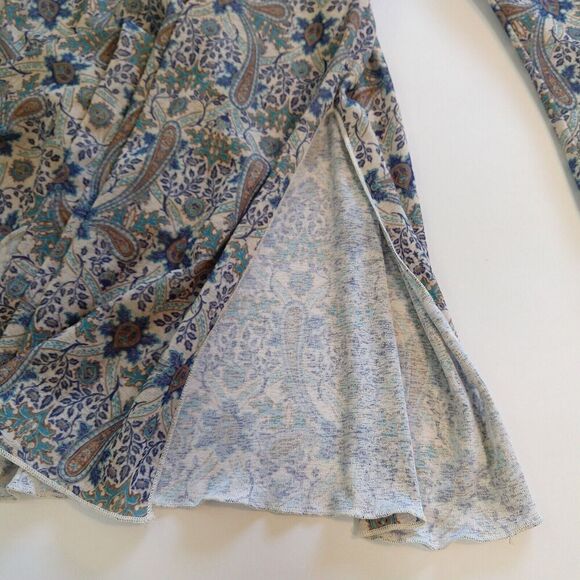 Vintage 2000s Paisley Print Top Plus Size 1X Bell Sleeve Tie Back Y2K Milkmaid - Picture 7 of 9